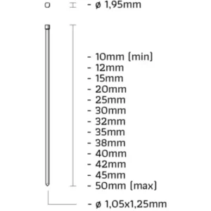 Veilige Betaling Union J-50CVKI Minibrad gegalvaniseerd 18GA 1,25mm lengte 50mm 5000st