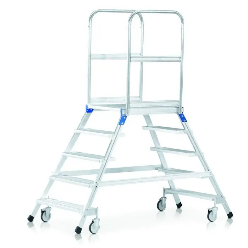 Snelle Levering Zarges 41984 Bordestrap, verrijdbaar, tweezijdig oploopbaar, voorzien van platform en treden, gemaakt van lichtmetaal