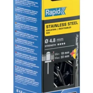 Rapid 5000398 RVS blindklinknagels Ø4,8 x 25 mm 50 stuks Garantie Inbegrepen