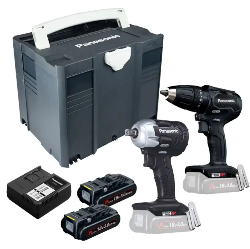 Panasonic EYC242PN2G Comboset Accuklopboor EY79A2 en Slagmoermachine EY75A8 koolborstelloos 18 Volt 3.0 Ah Li-ion in systainer Aanbieding