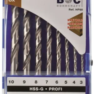 Direct Beschikbaar Bohrcraft 31101430005 Houtborenset HP50 Profi HSS-G / 4 - 5 - 6 - 8 - 10 mm / 5-dlg