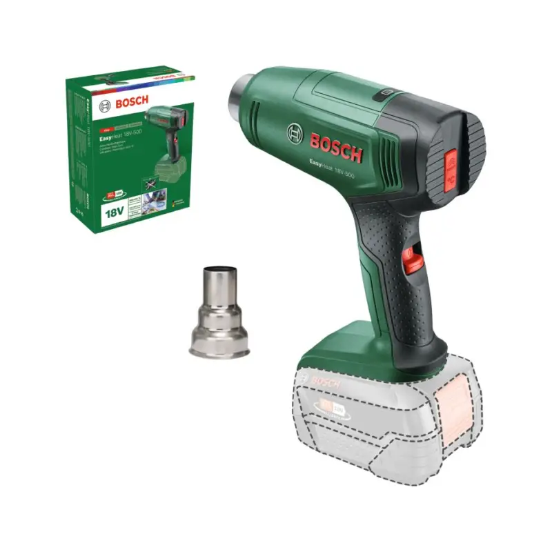 Bosch Groen 06032A8000 EasyHeat 18V-500 Accuheteluchtpistool excl. accu's en lader Gratis Retour