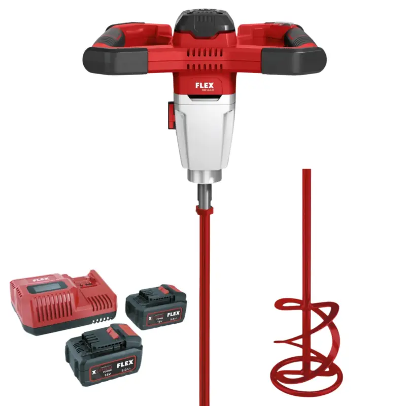 Speciale Aanbieding Flex-tools 535138 MXE 18.0-EC/5.0 Set & HP2 120 Accu-mengmachine 18V incl. 5.0 Ah, lader enspiraalmengstaaf in doos